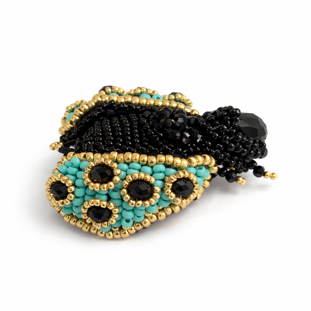 Mini 3D Ladybug Brooch Blue