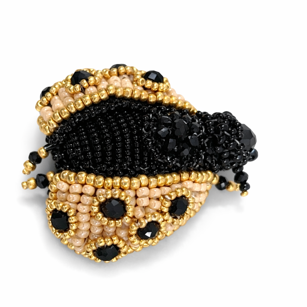 Mini 3D Ladybug Brooch Beige