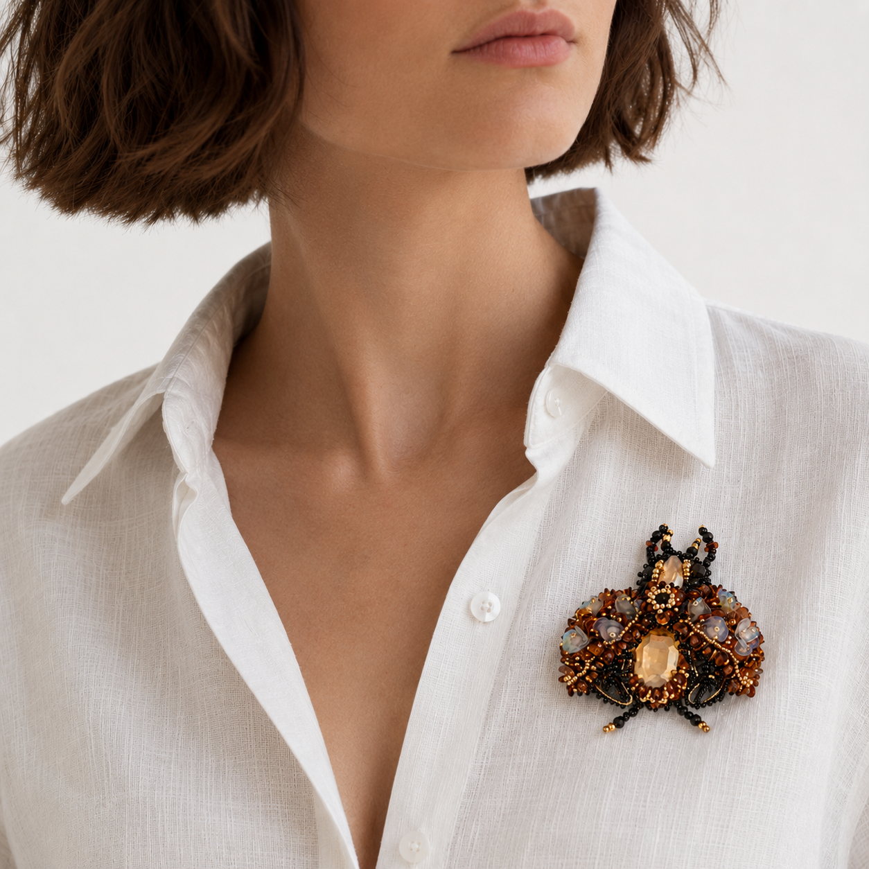 3D Surreal Brooch Brown