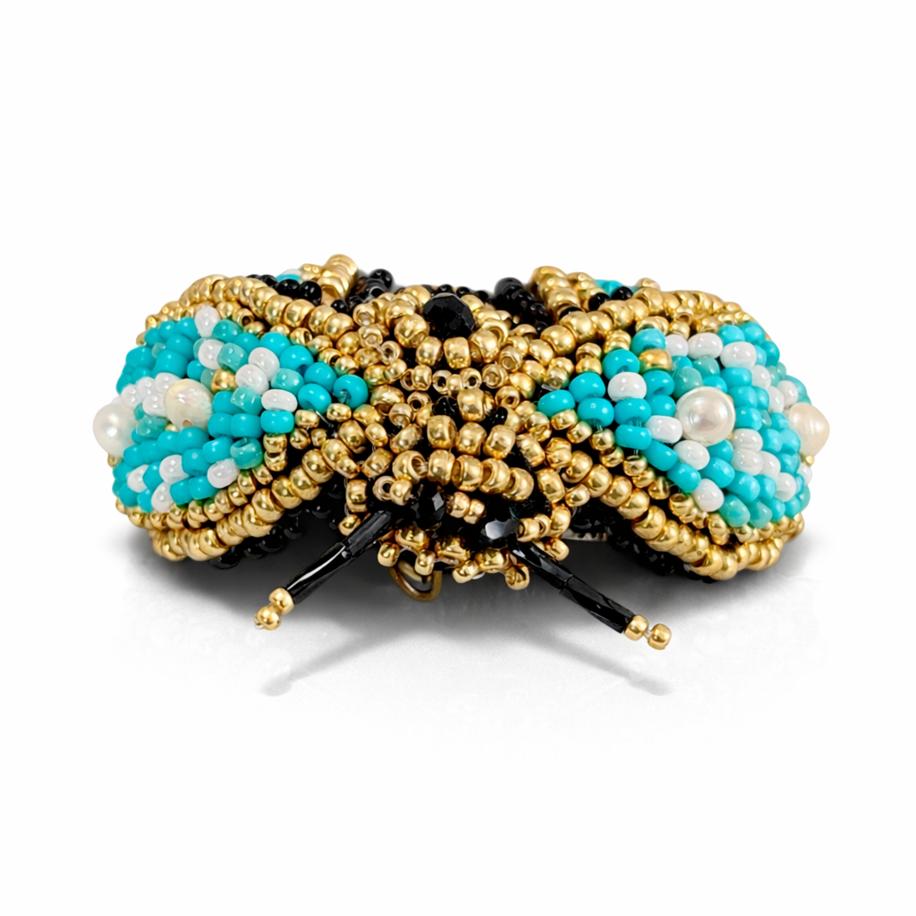 3D Bee Brooch Turquoise Blue