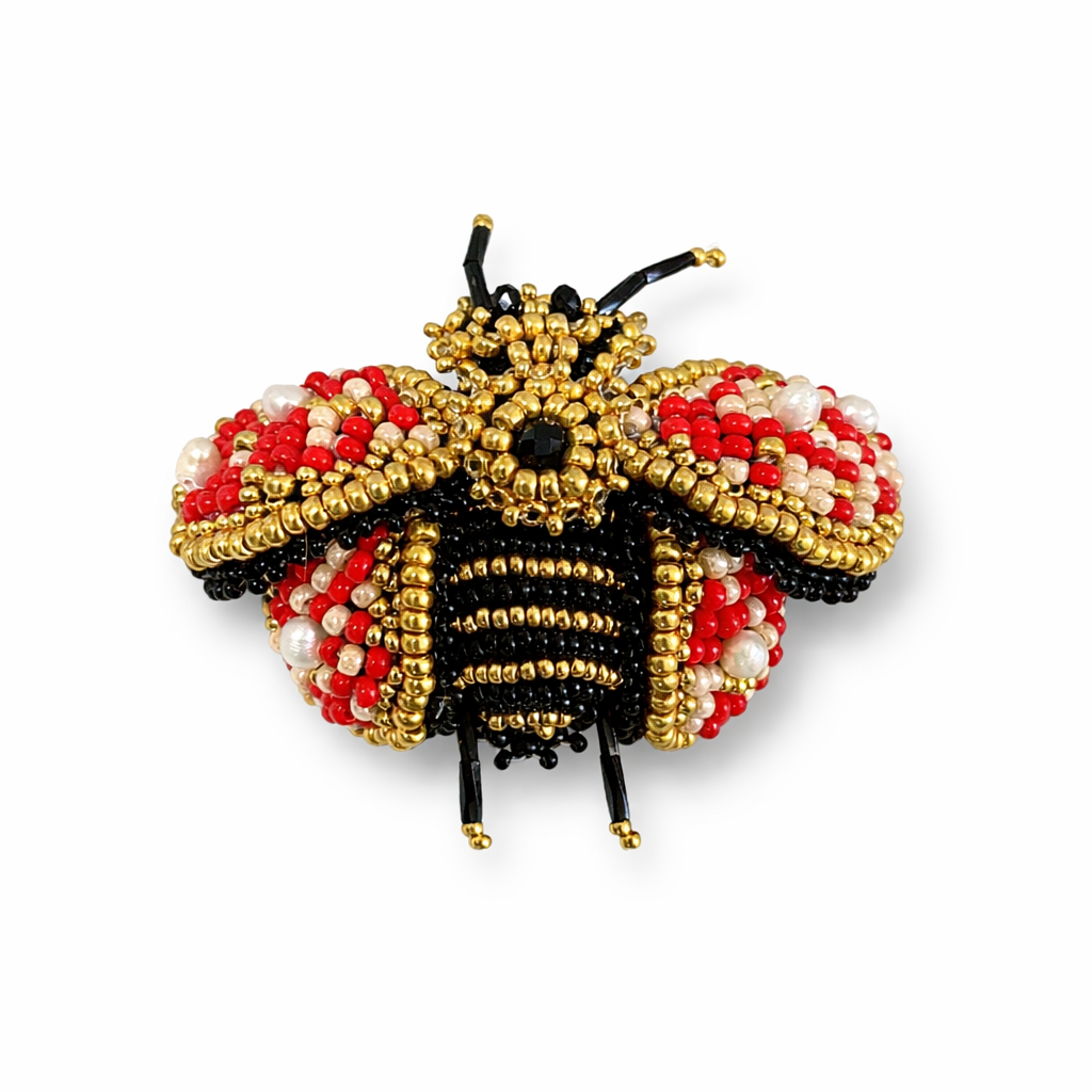 3D Bee Brooch Red