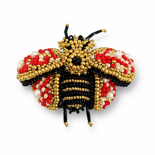 3D Bee Brooch Red