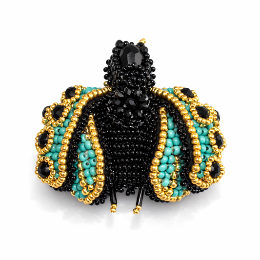 3D Ladybug Brooch Blue