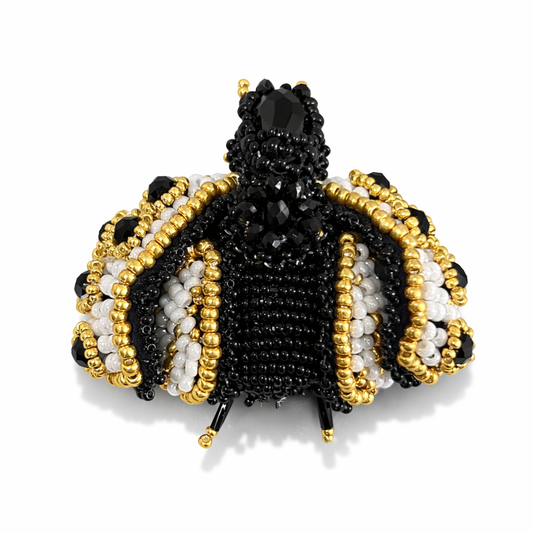 3D Ladybug Brooch White