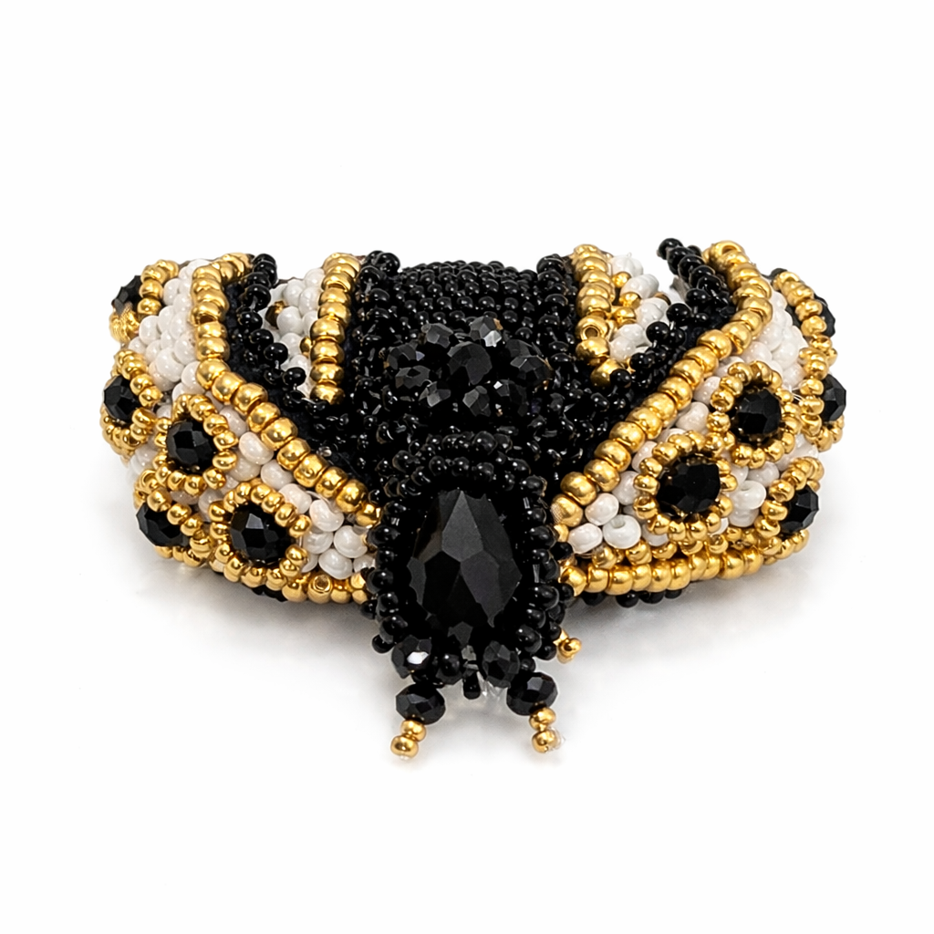 3D Ladybug Brooch White
