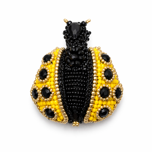 Mini 3D Ladybug Brooch Yellow