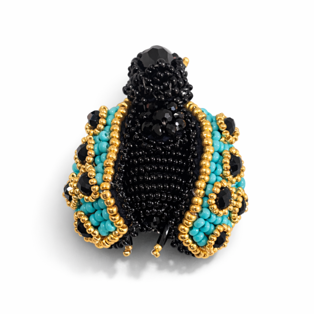 Mini 3D Ladybug Brooch Blue