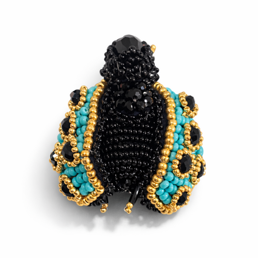 Mini 3D Ladybug Brooch Turquoise Blue