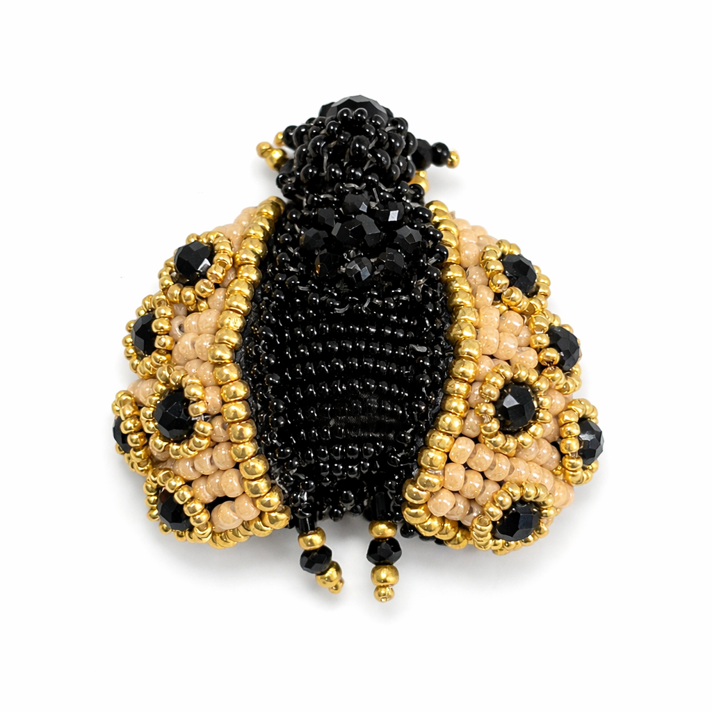 Mini 3D Ladybug Brooch Beige