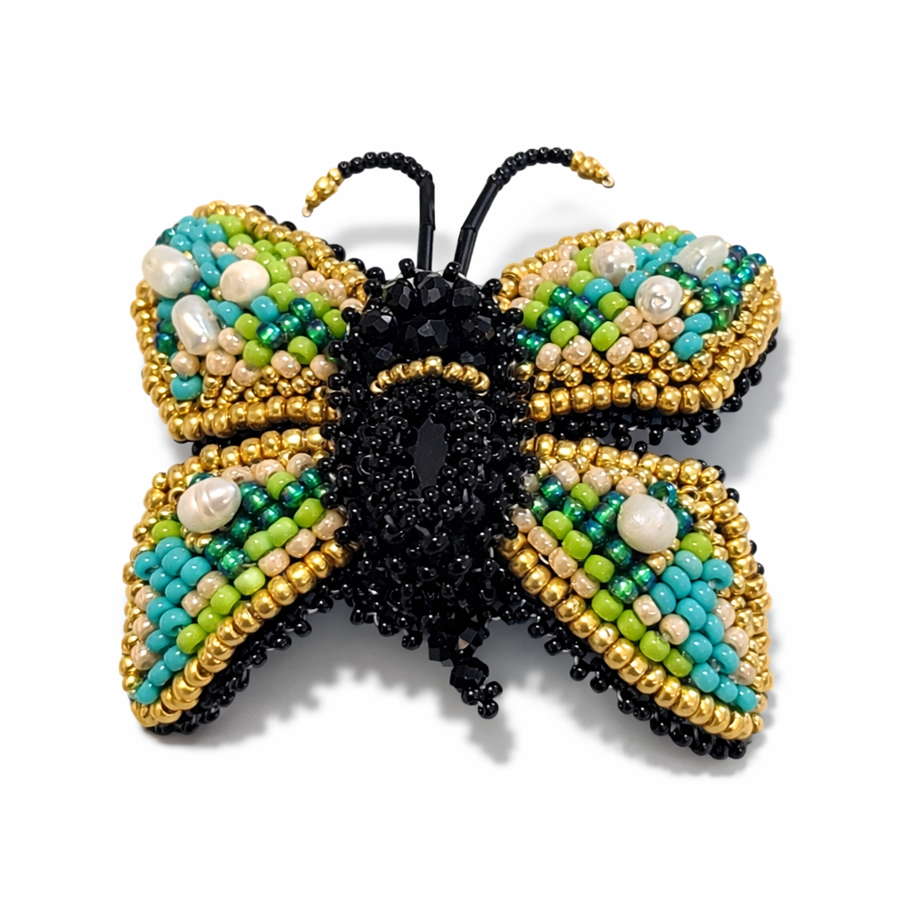 3D Butterfly Brooch Turquoise Green