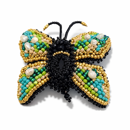 3D Butterfly Brooch Turquoise Green