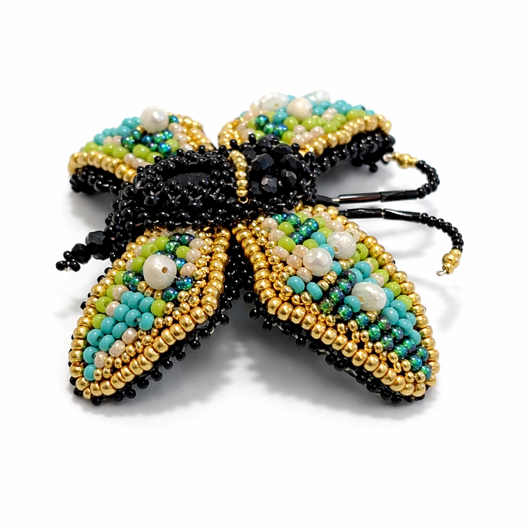 3D Butterfly Brooch Turquoise Green