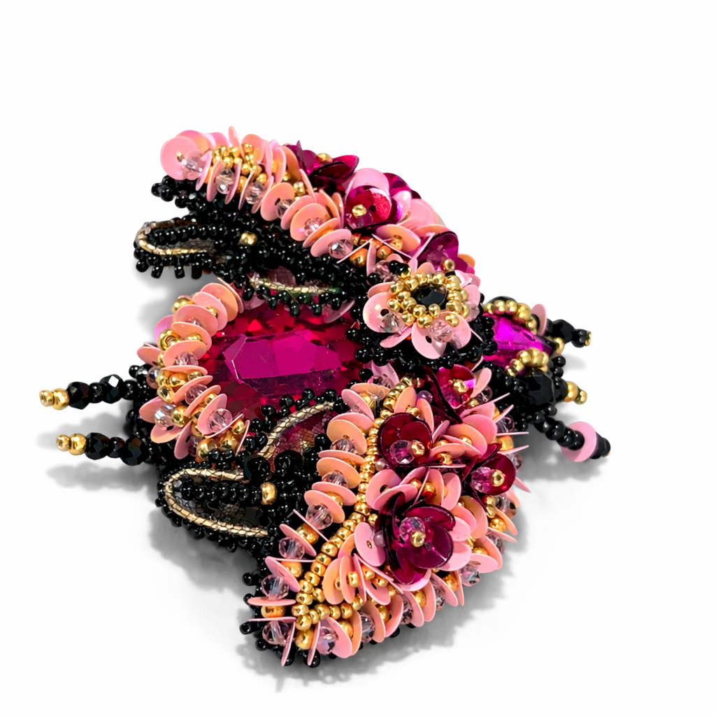 3D Surreal Brooch Light  & Fuchsia Pink