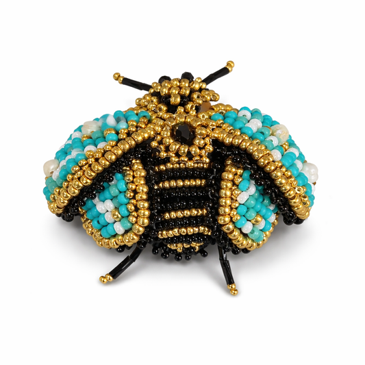 3D Bee Brooch Turquoise Blue