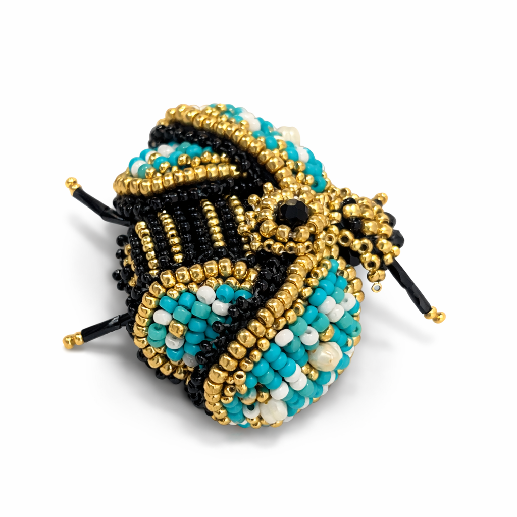 3D Bee Brooch Turquoise Blue