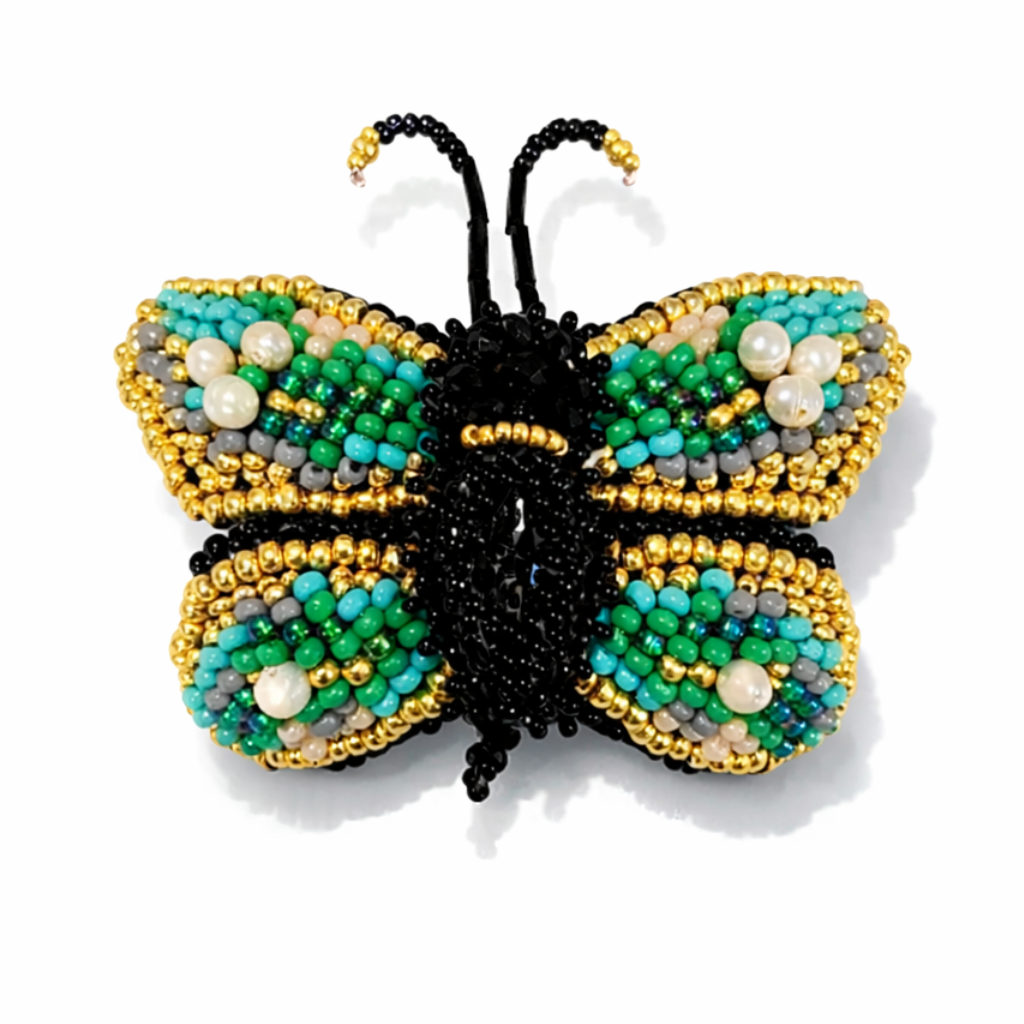 3D Butterfly Brooch Green