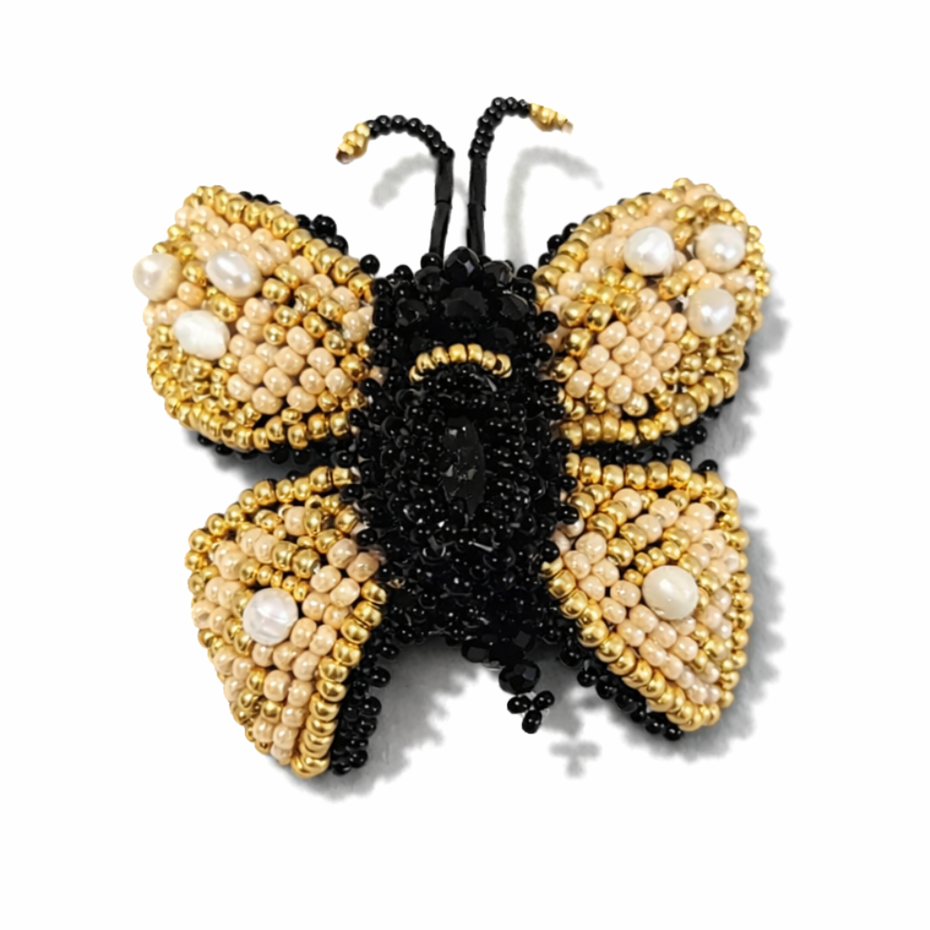 3D Butterfly Brooch Beige