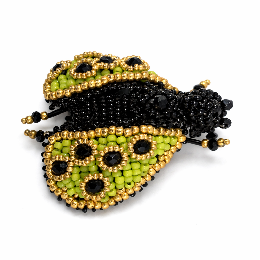Mini 3D Ladybug Brooch Apple Green