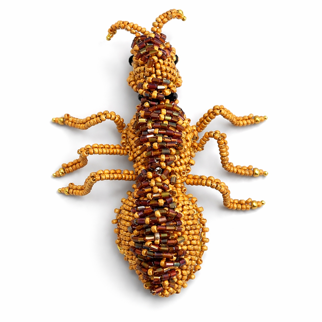 3D Ant Brooch Ochre