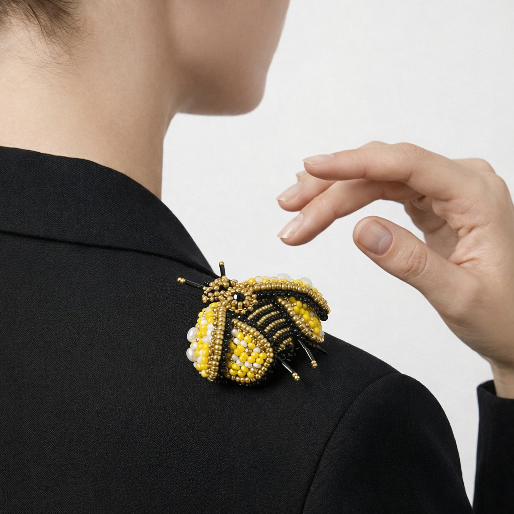 3D Bee Brooch Yellow