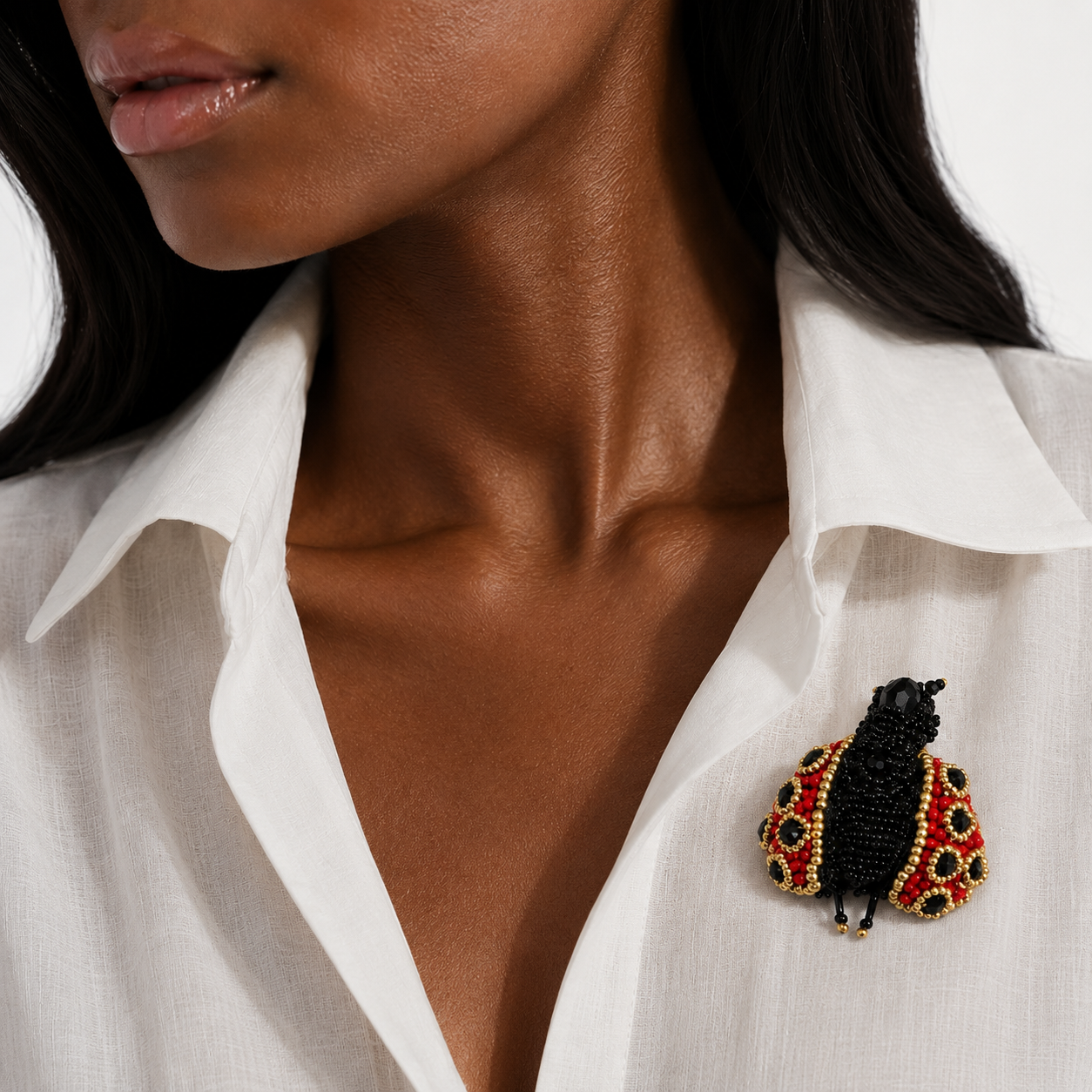 Mini Ladybug Brooch Red