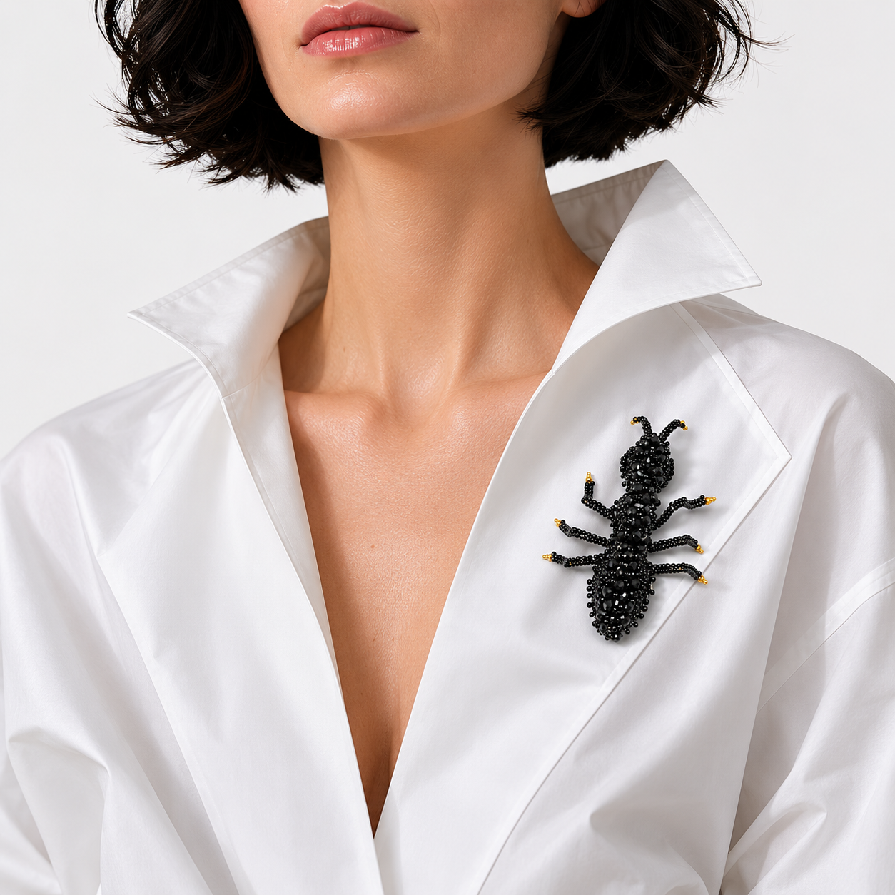 3D Ant Brooch Black