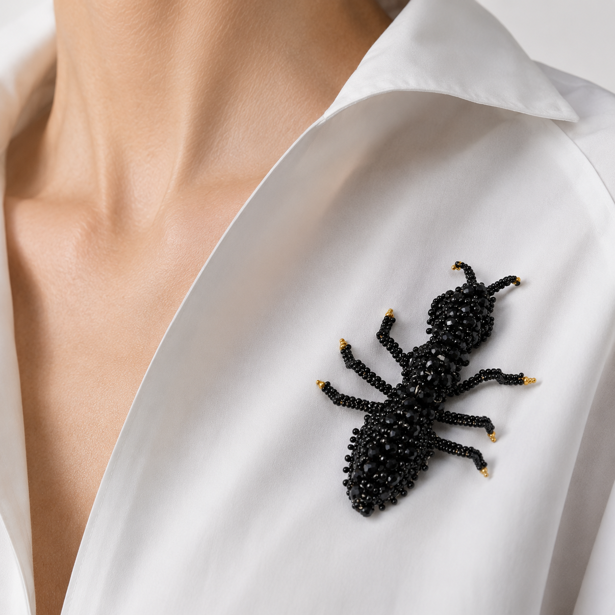 3D Ant Brooch Black