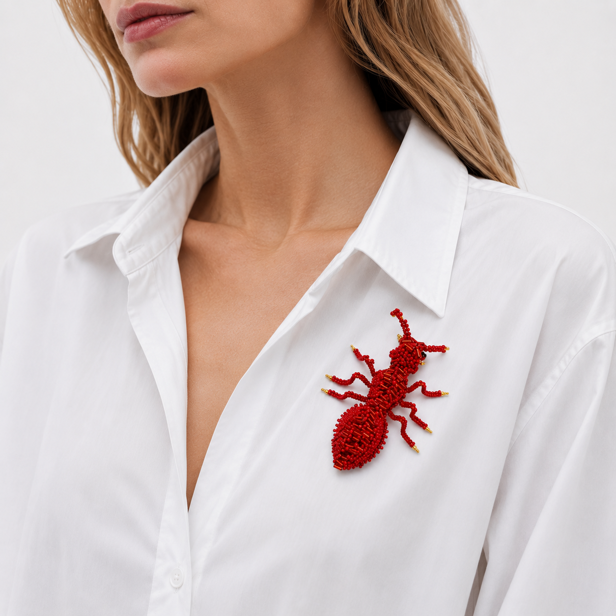 3D Ant Brooch Red