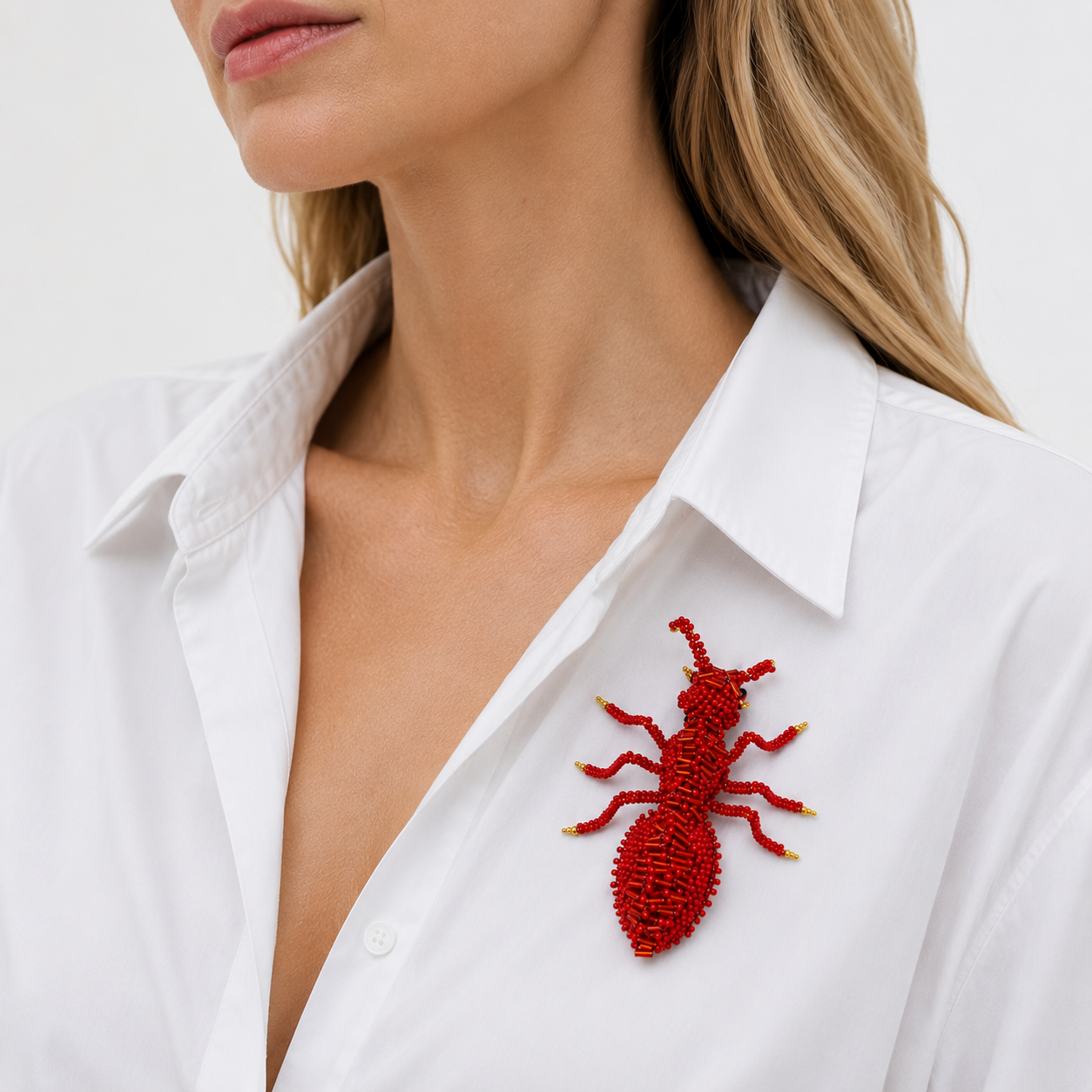 3D Ant Brooch Red