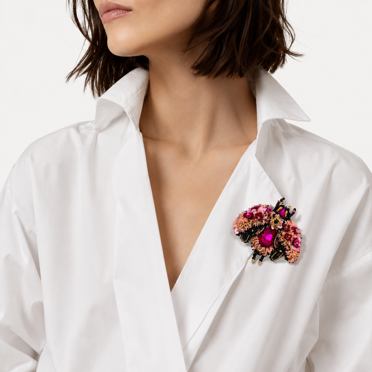 3D Surreal Brooch Light  & Fuchsia Pink