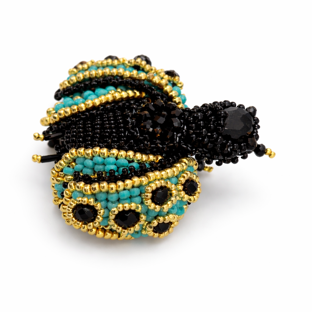 3D Ladybug Brooch Blue