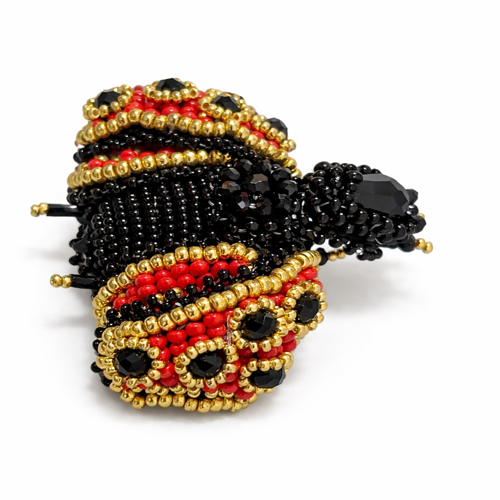 3D Ladybug Brooch Red