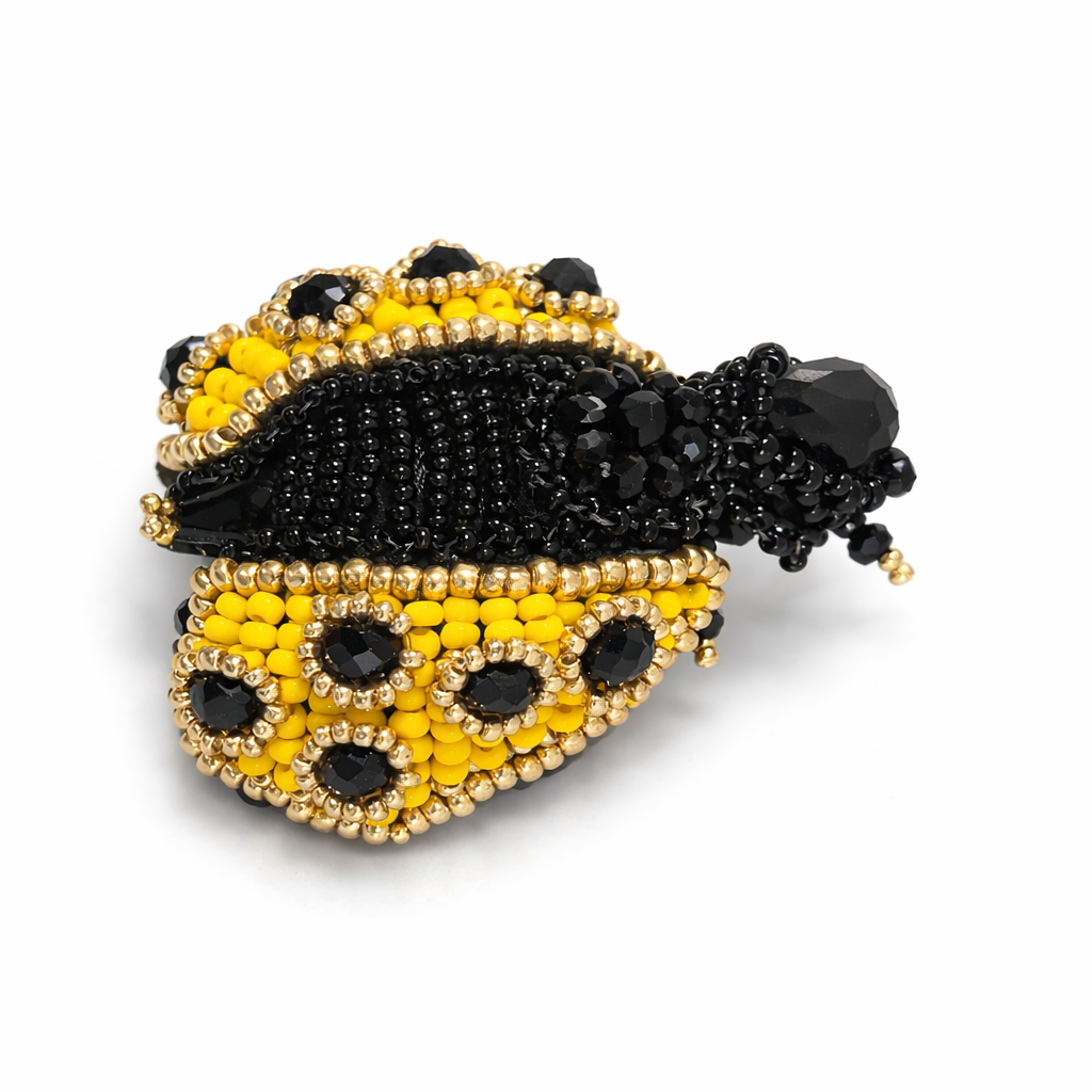 Mini 3D Ladybug Brooch Yellow
