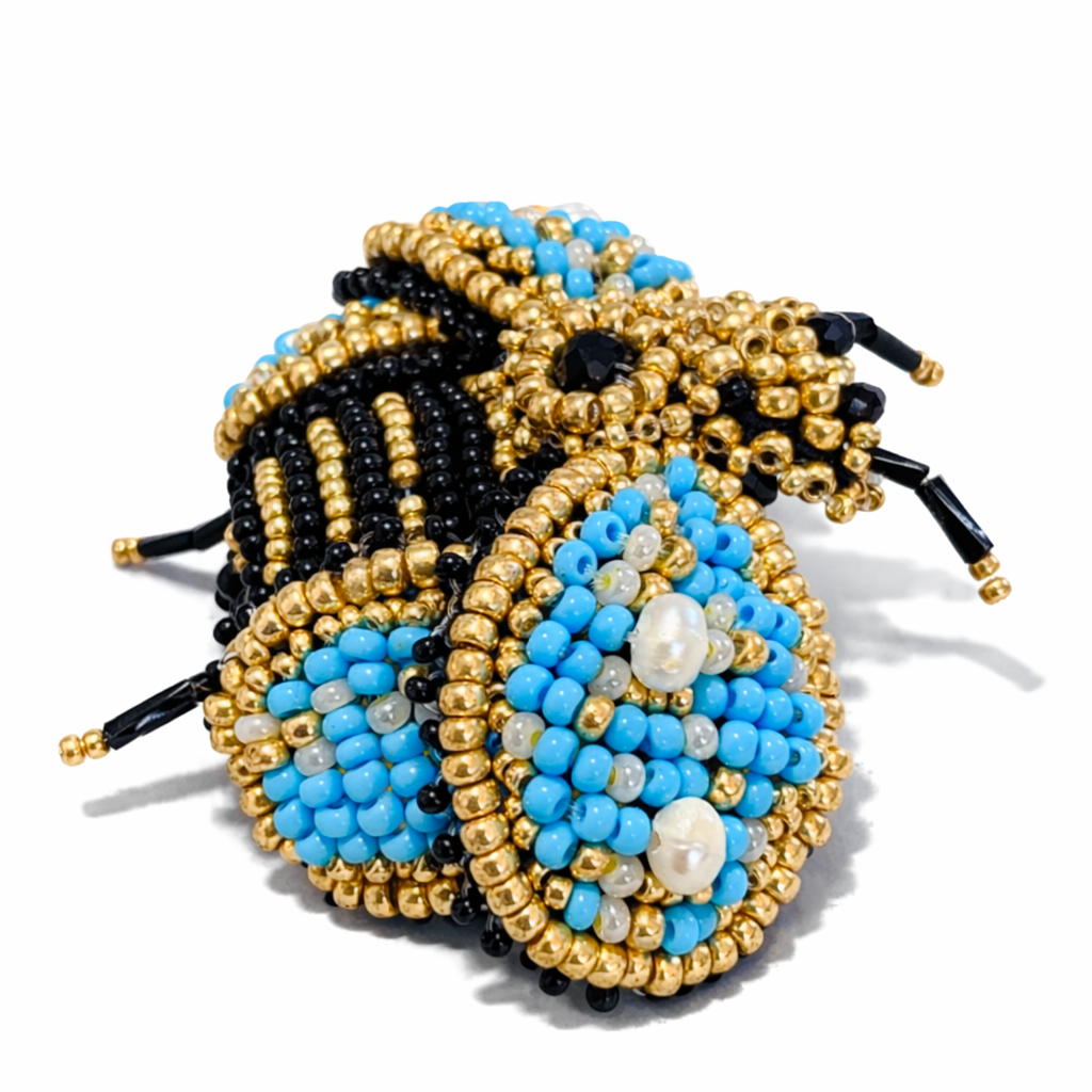 3D Bee Brooch Blue