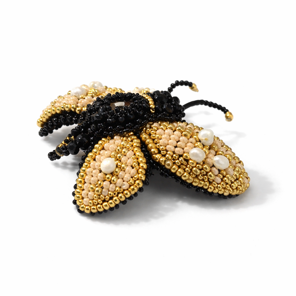3D Butterfly Brooch Beige