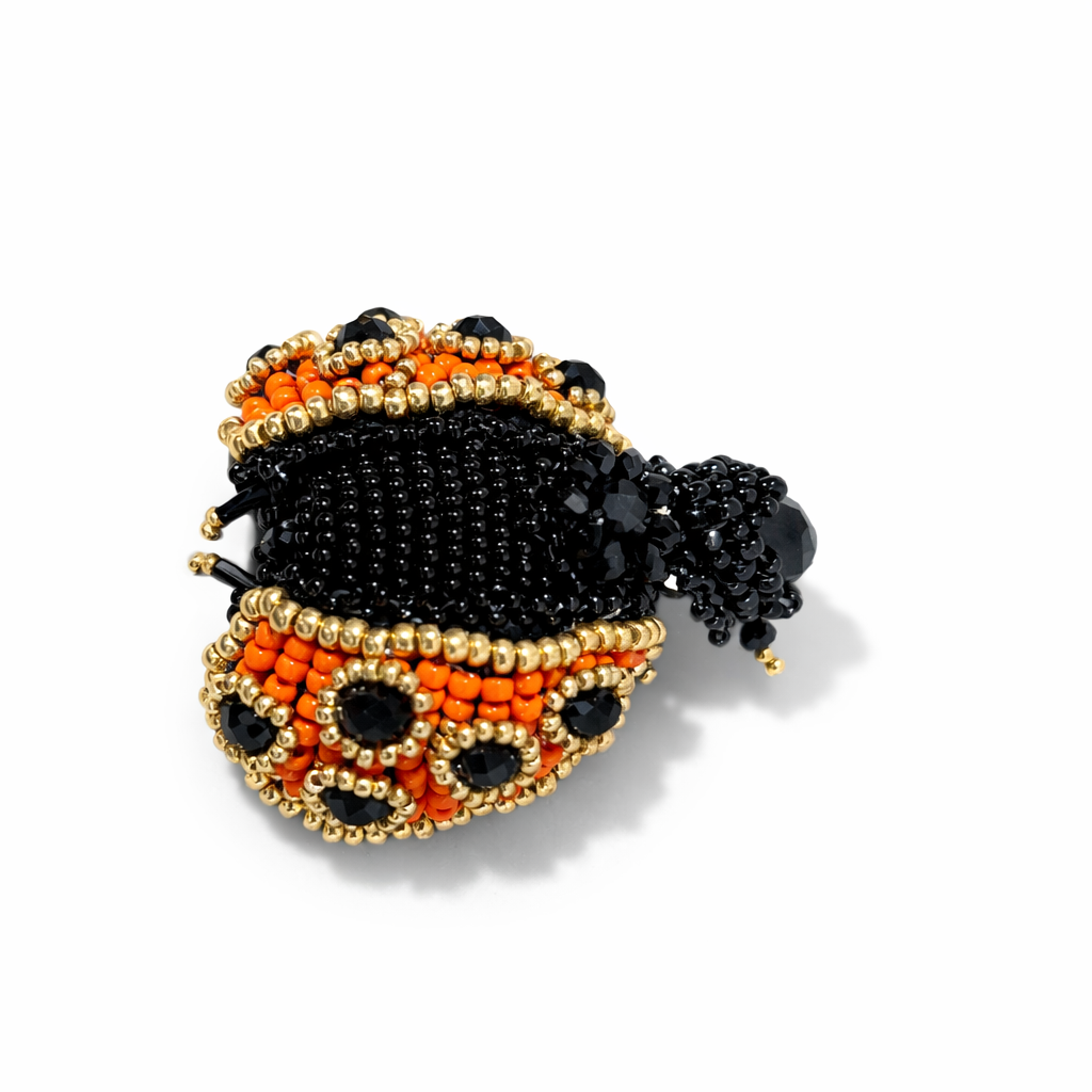 Mini 3D Ladybug Brooch Orange