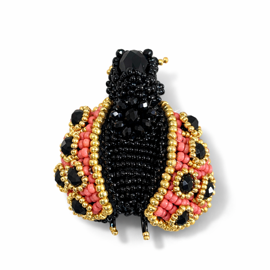 Mini 3D Ladybug Brooch Pink