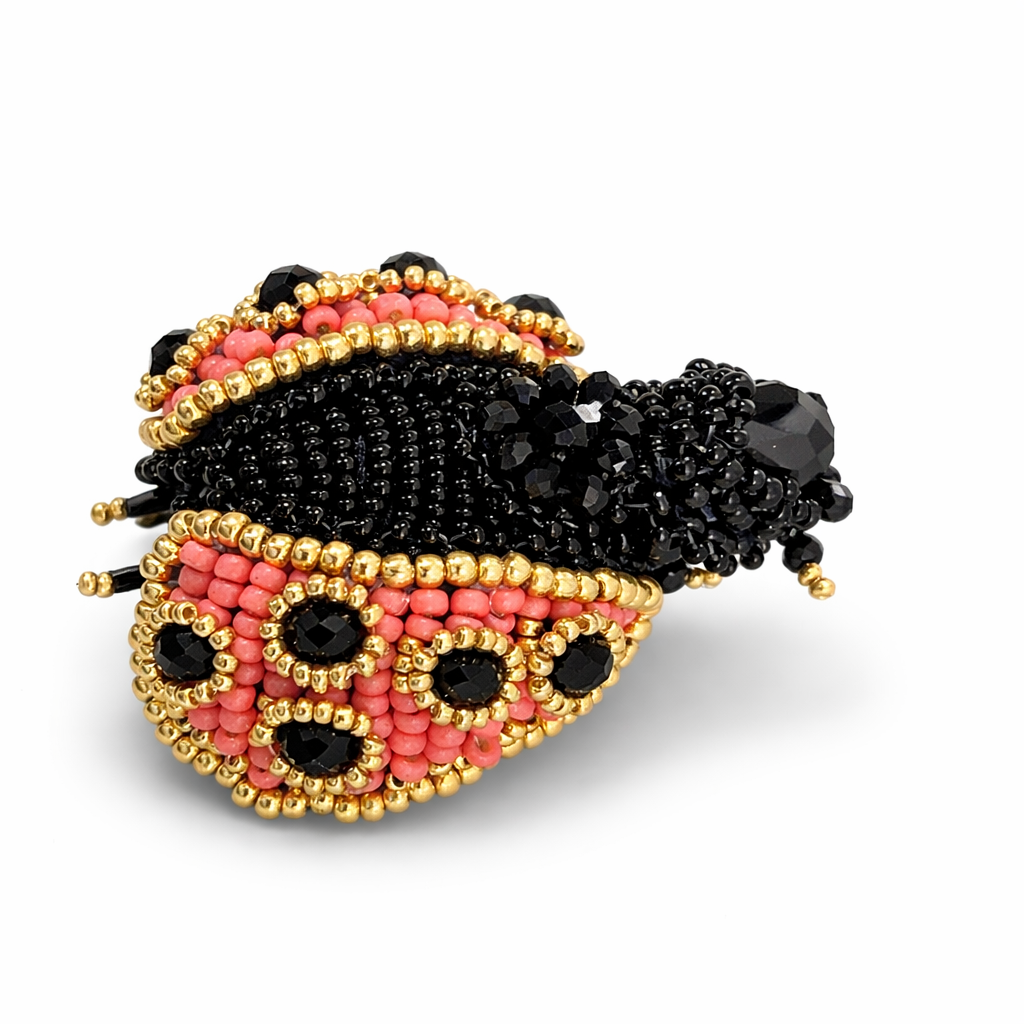 Mini 3D Ladybug Brooch Pink