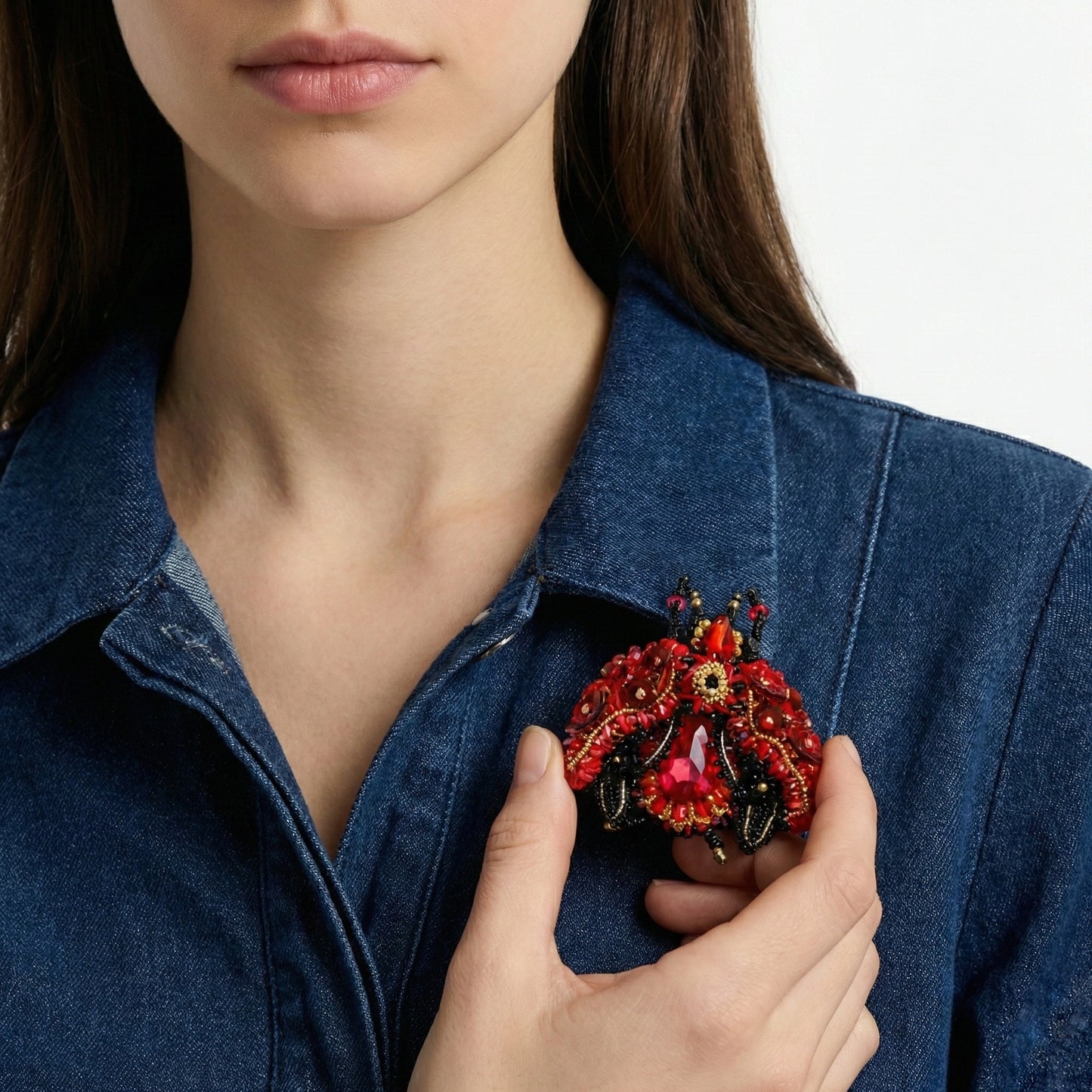 3D Surreal Brooch Red