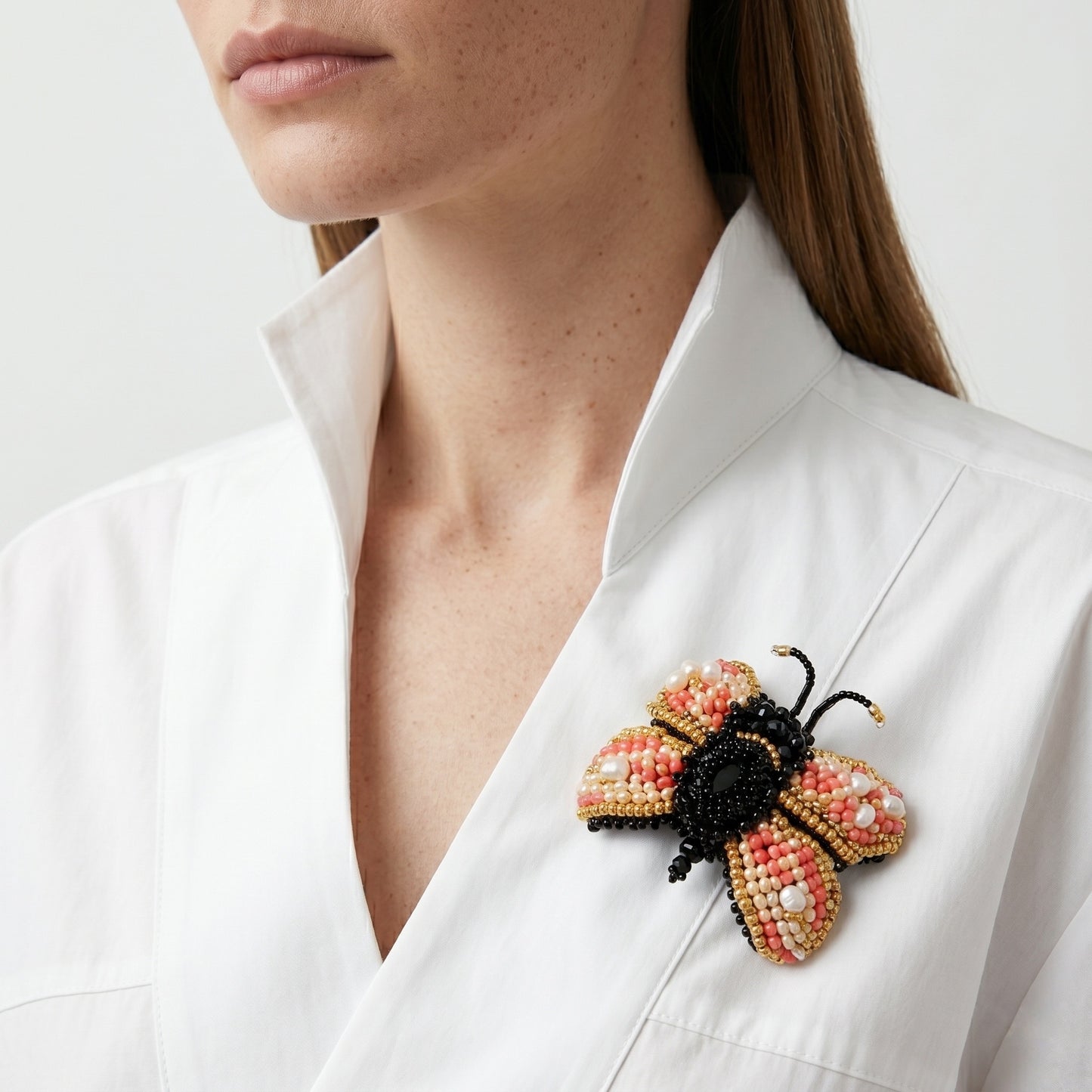 3D Butterfly Brooch Coral