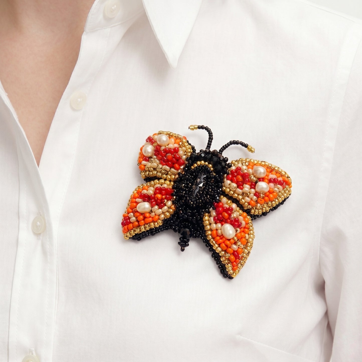 3D Butterfly Brooch Orange