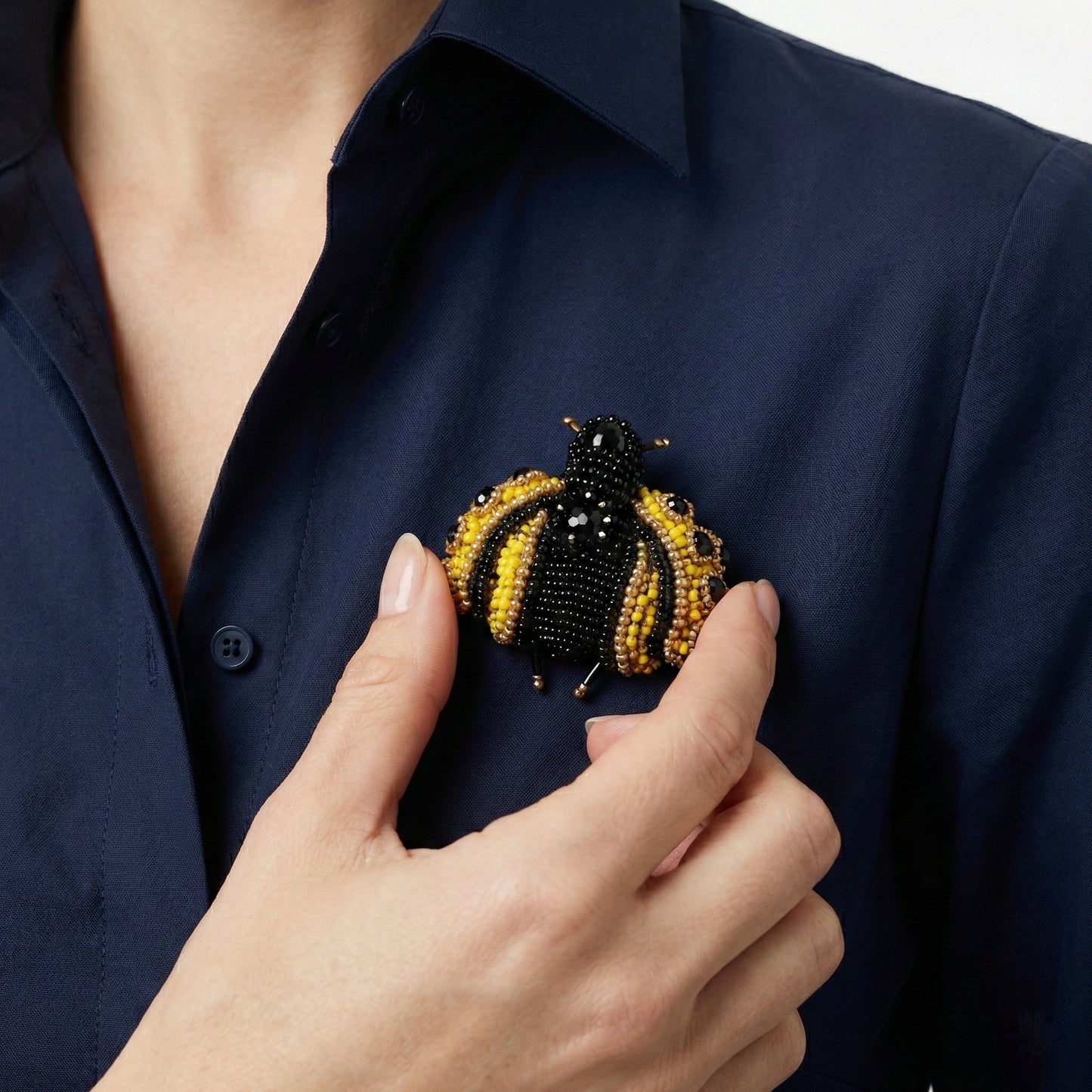 3D Ladybug Brooch Yellow