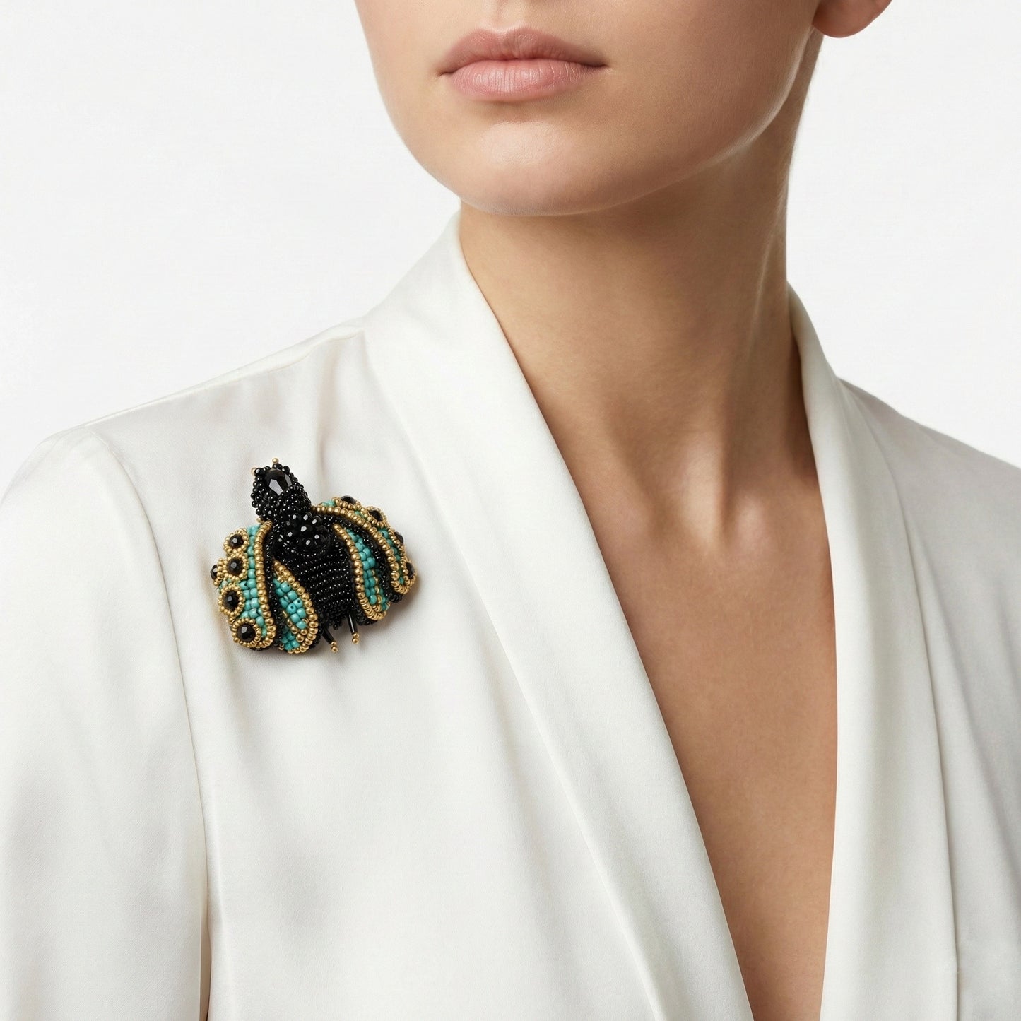 3D Ladybug Brooch Blue