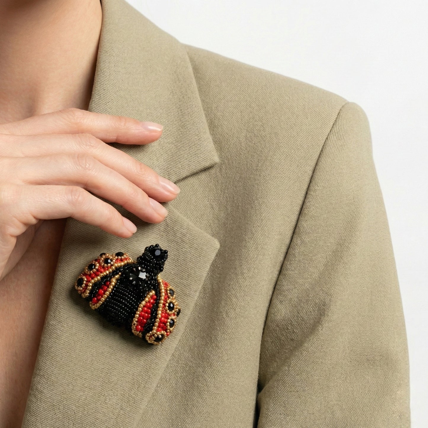 3D Ladybug Brooch Red