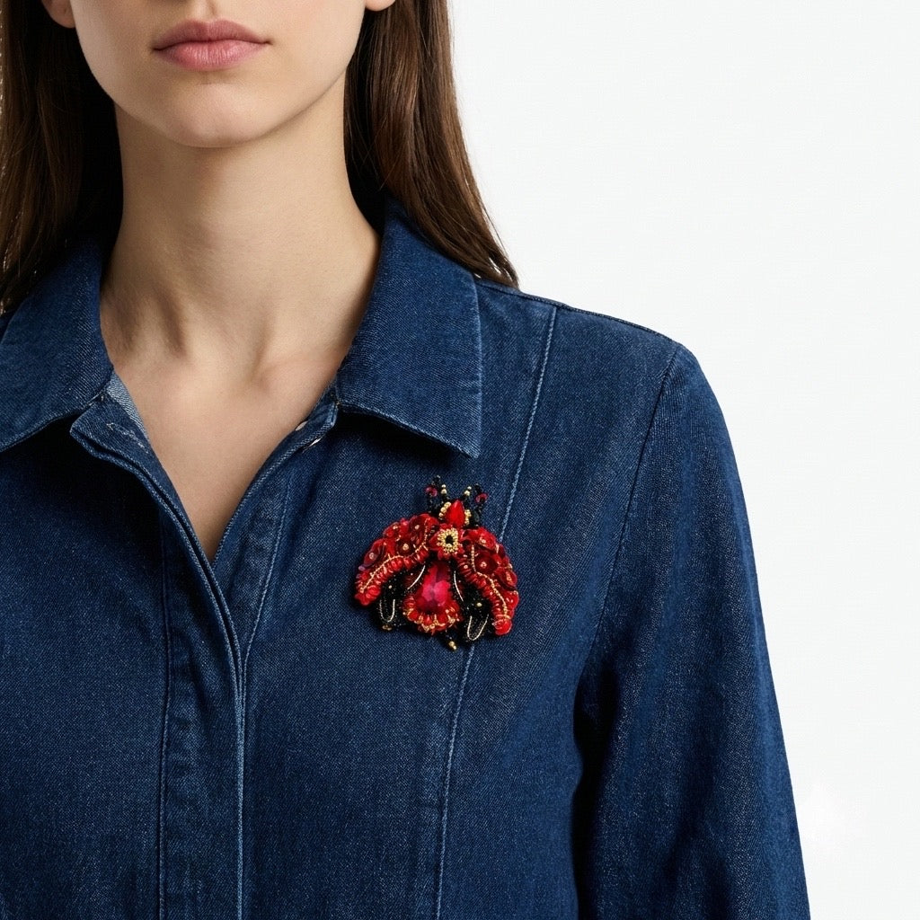 3D Surreal Brooch Red