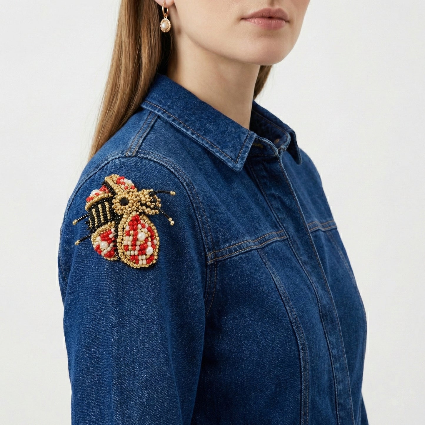 3D Bee Brooch Red