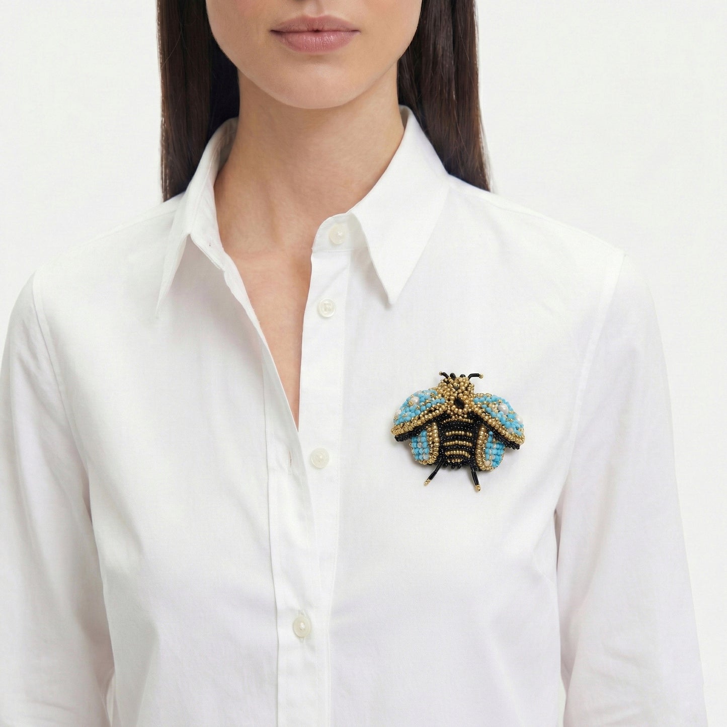 3D Bee Brooch Blue