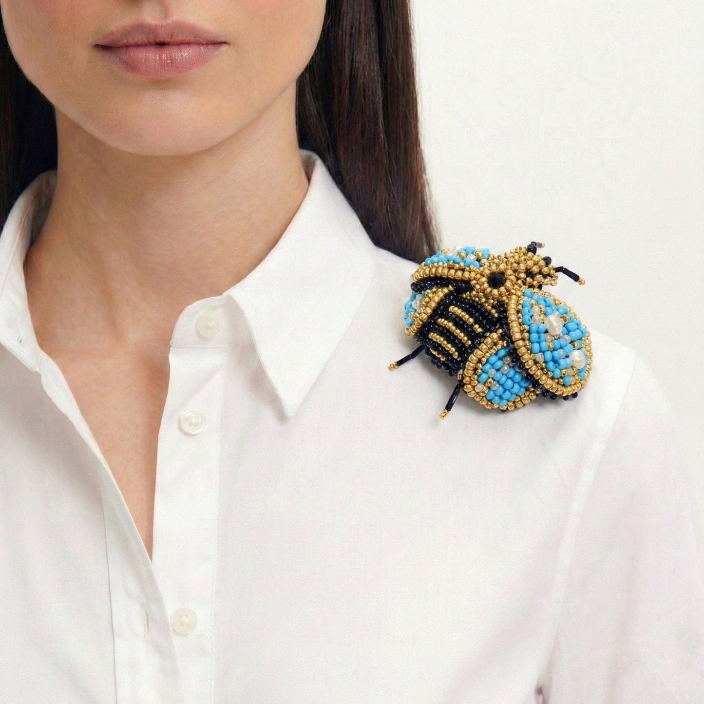 3D Bee Brooch Blue